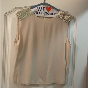 Alice + Olivia Silk Sequin Shell Tank, Medium